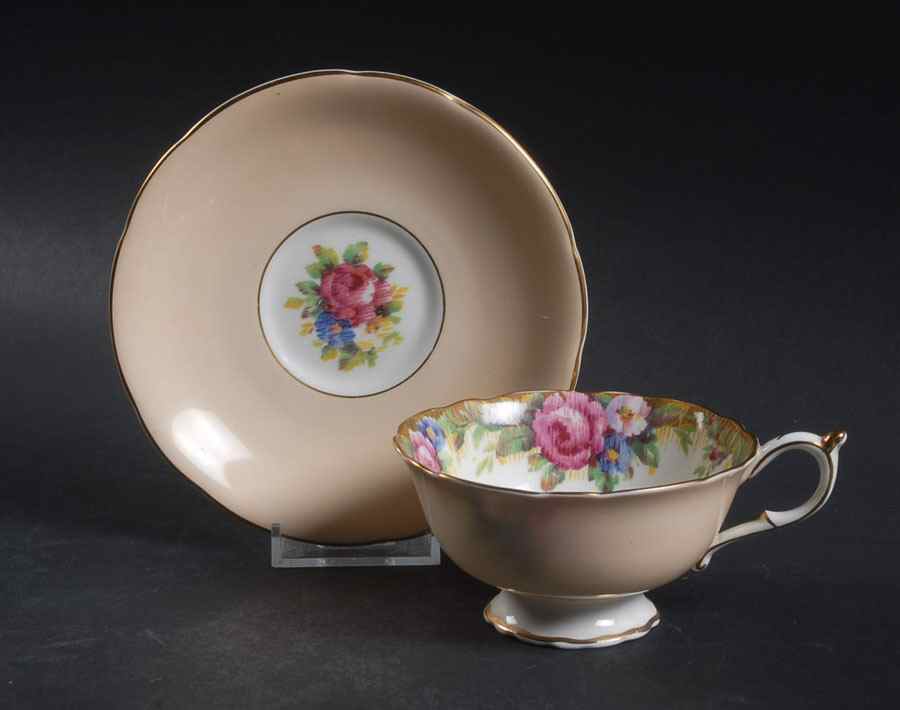 Tapastry Rose Cream Footed Cup & Saucer Set by Paragon-1