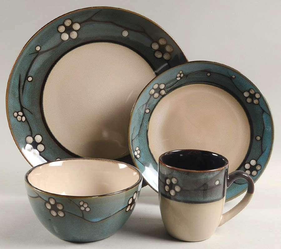 Flora Teal 4 Piece Place Setting by Pfaltzgraff-1