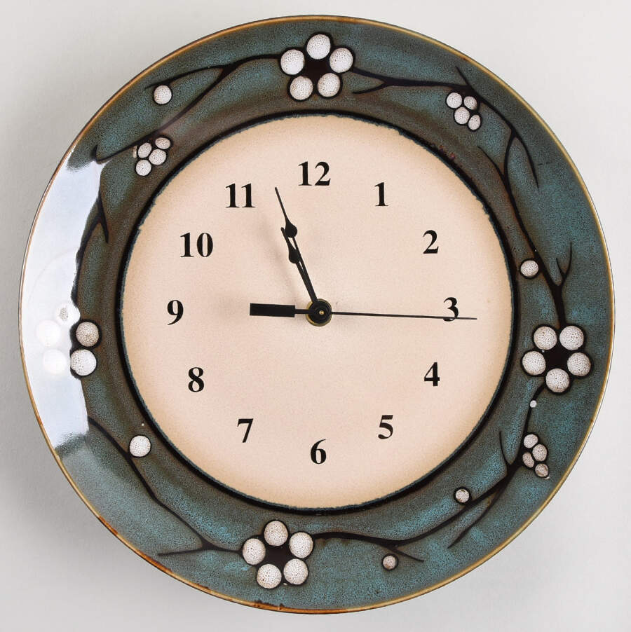 Flora Teal 1-2" depth  Clock Plate HC by Pfaltzgraff-1