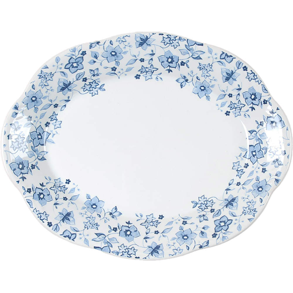 Blue Meadows (Smooth) 11" Oval Serving Platter by Pfaltzgraff-1