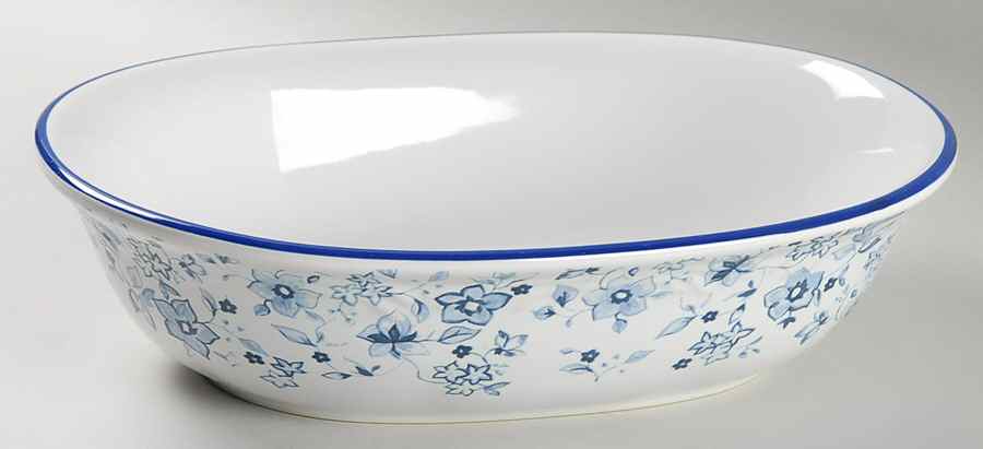 Blue Meadows (Smooth) 10" Oval Vegetable Bowl by Pfaltzgraff-1