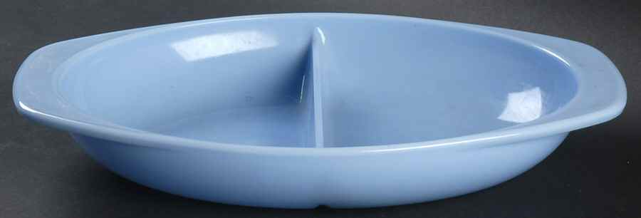 Bluebelle "Delphite Blue" 13" Oval Divided Vegetable Bowl by Pyrex-1
