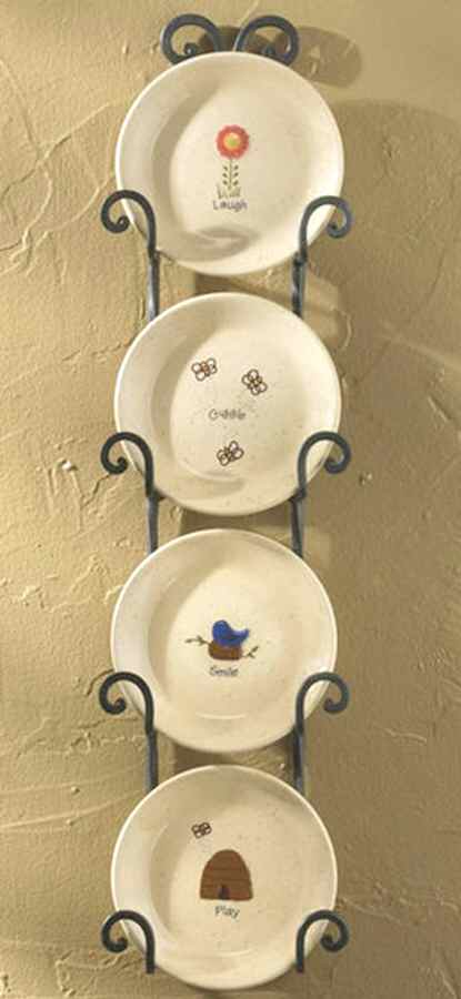 Birds & Bees Mini Plate Set of 4 with Metal Rack by Park Designs-1