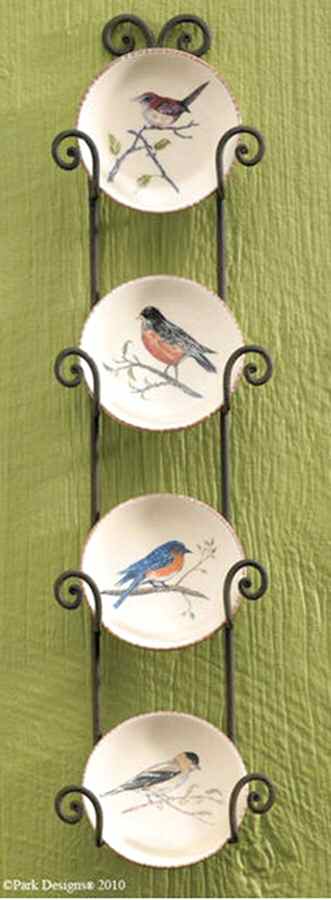 Backyard Birds Mini Plate Set of 4 with Metal Rack by Park Designs-1