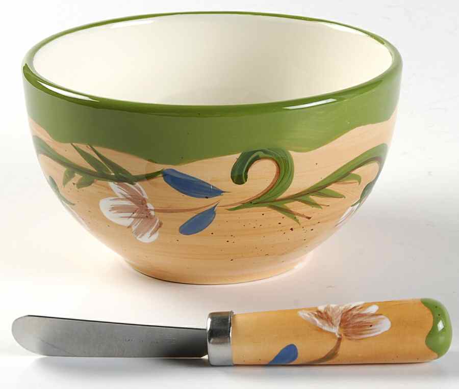 Tuscany Floral Dip Bowl & Spreader Set by Pfaltzgraff-1
