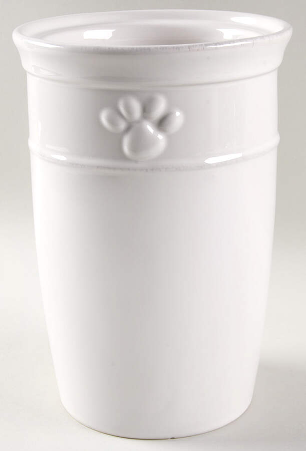 Cambria Stone (White) Dog Treats Canister No Lid by Pottery Barn China-1