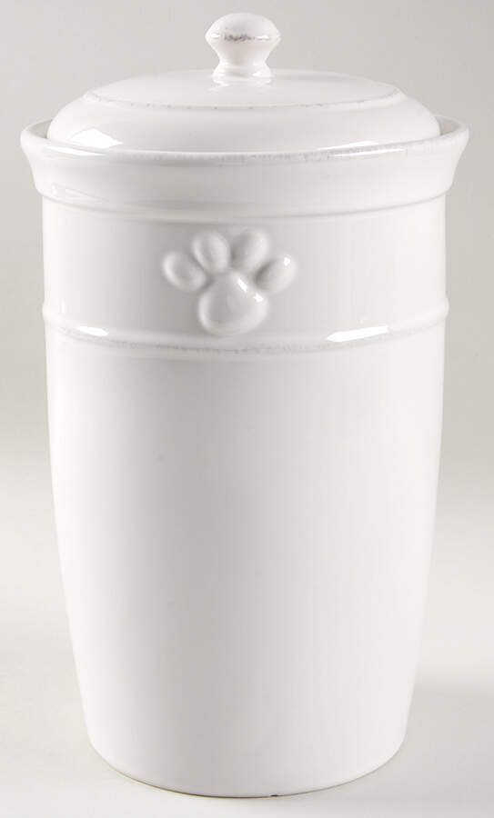 Cambria Stone (White) Dog Treats Canister & Lid by Pottery Barn China-1