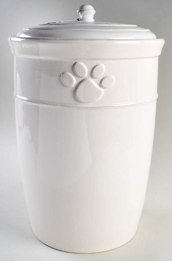 Cambria Stone (White) Large Dog Treats Canister & Lid by Pottery Barn China-1