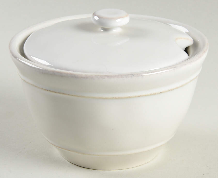 Cambria Stone (White) Sugar Bowl & Lid by Pottery Barn China-1