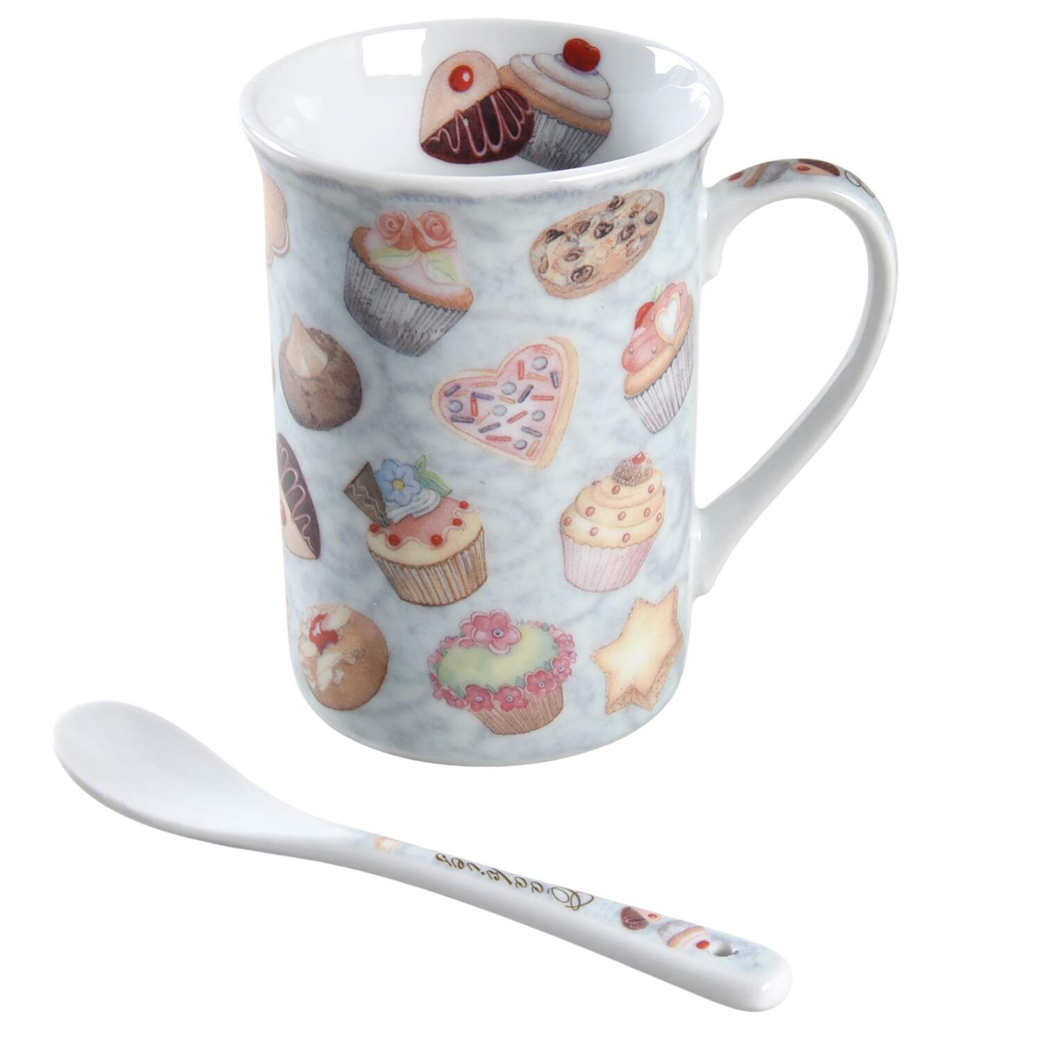 Cupcakes & Cookies Mug & Ceramic Teaspoon Set by Cardew Design-1