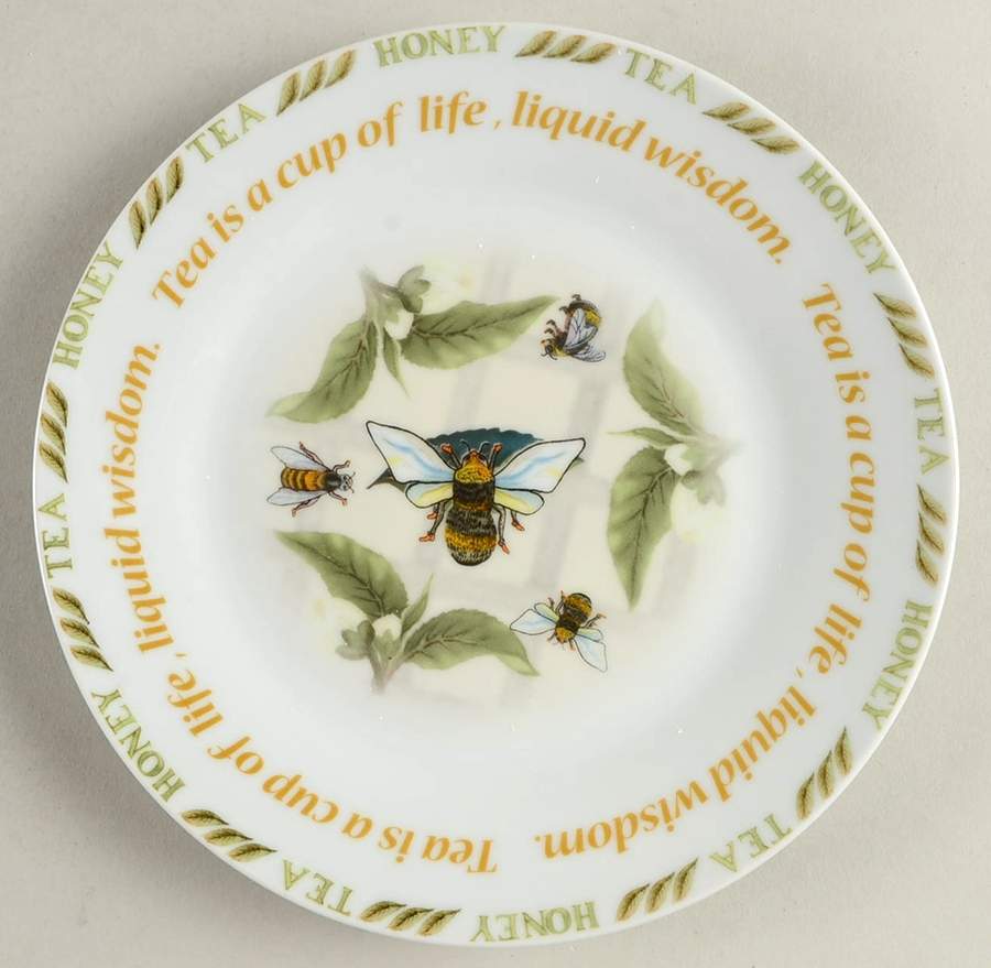 Tea Plant & Honey Bee Dessert/Pie Plate by Cardew Design-1