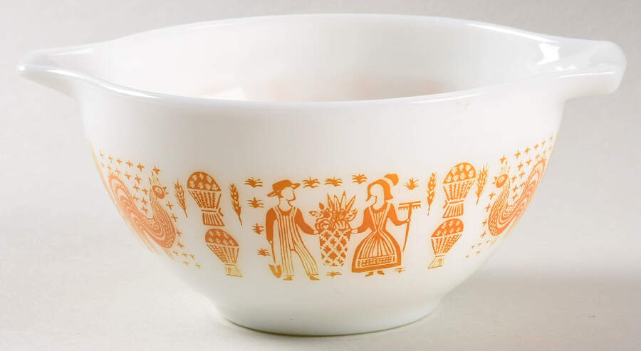 Butterprint-Orange 7" Cinderella Mixing Bowl by Pyrex-1