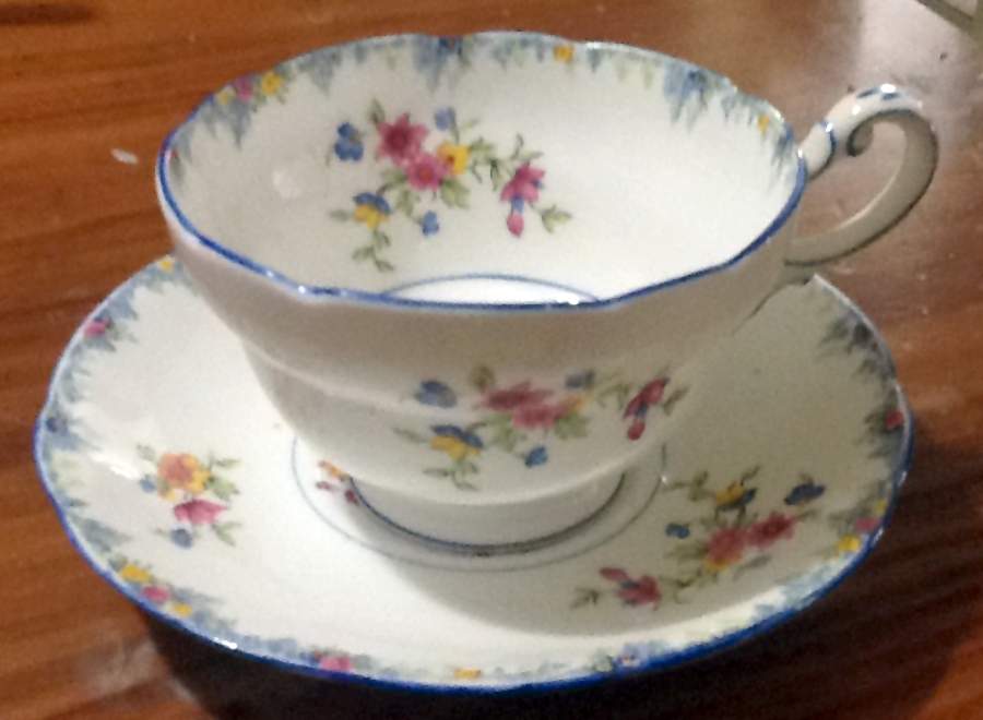 Haddon Hall (Blue Trim) Footed Cup & Saucer Set by Paragon-1