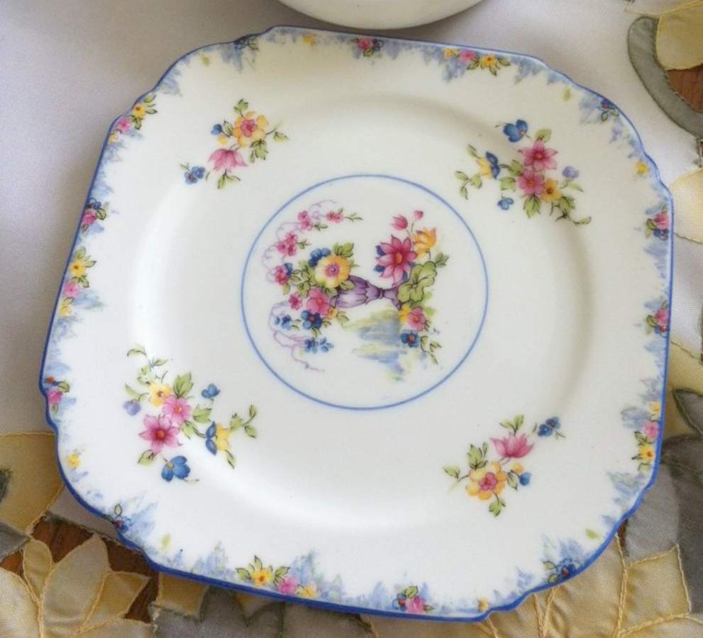 Haddon Hall (Blue Trim) Square Salad Plate by Paragon-1