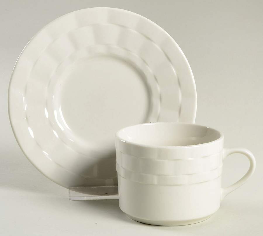 Ribbon Flat Cup & Saucer Set by Pfaltzgraff-1