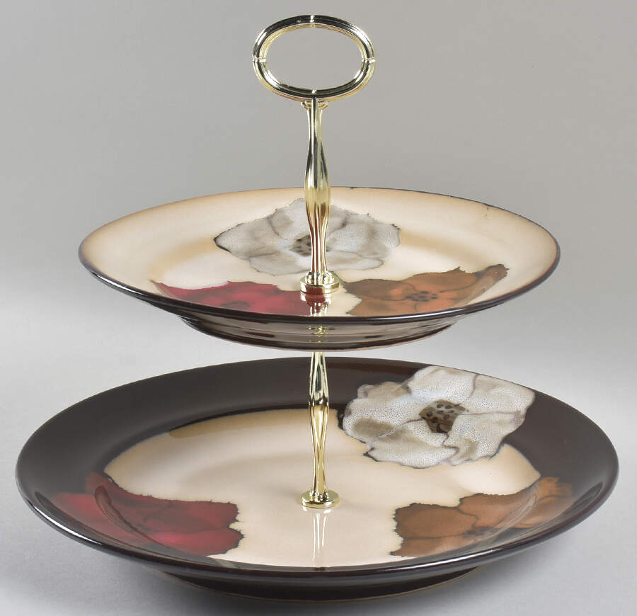 Painted Poppies 6 5/8"-10"  2 Tiered Serving Tray (Dp, Sp) HC by Pfaltzgraff-1