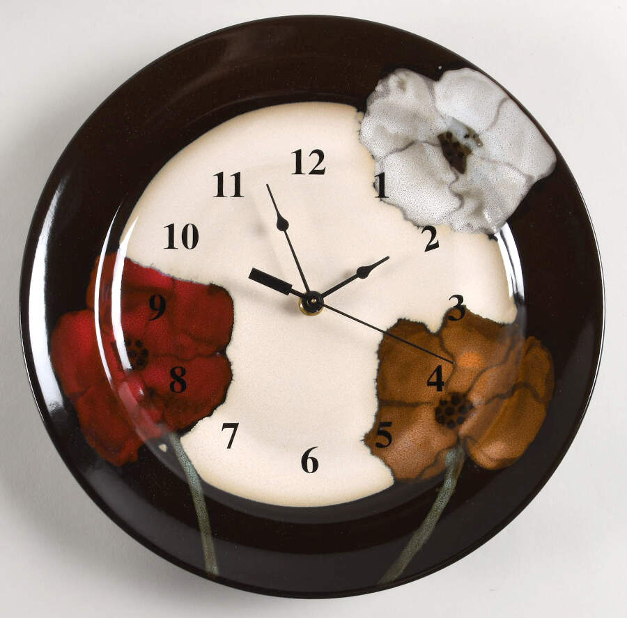 Painted Poppies 1-2" depth  Clock Plate HC by Pfaltzgraff-1