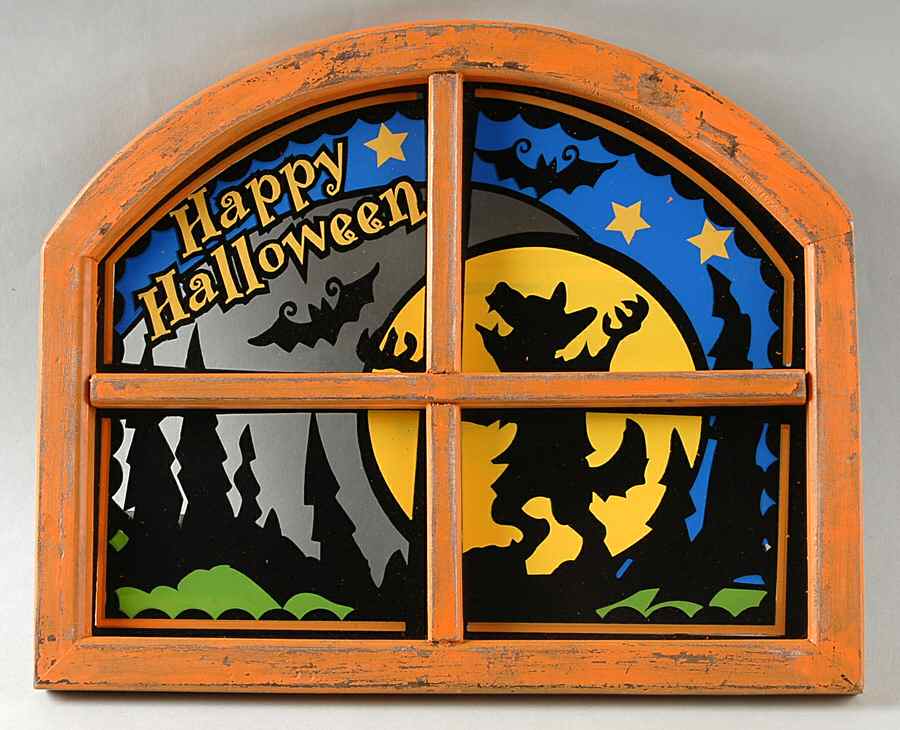 Halloween Arched Decorative Handpainted Window by Pfaltzgraff-1