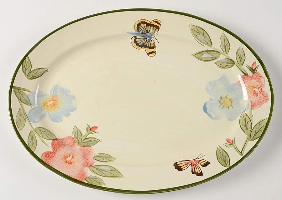 Garden Butterflies 14" Oval Serving Platter by Pfaltzgraff-1
