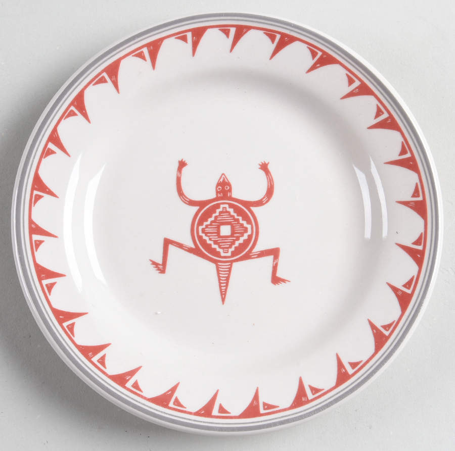 Ancient Mimbreno Indian-Brick Red (Replica) Bread & Butter Plate by Pipestone-1
