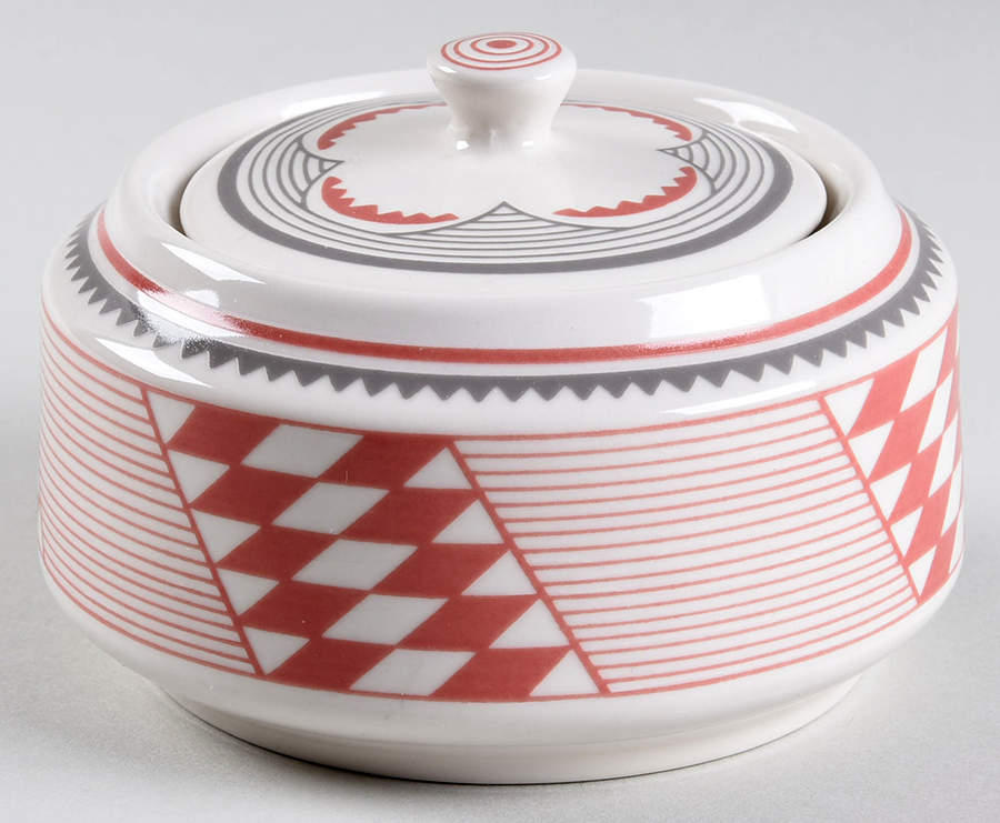 Ancient Mimbreno Indian-Brick Red (Replica) Sugar Bowl & Lid by Pipestone-1