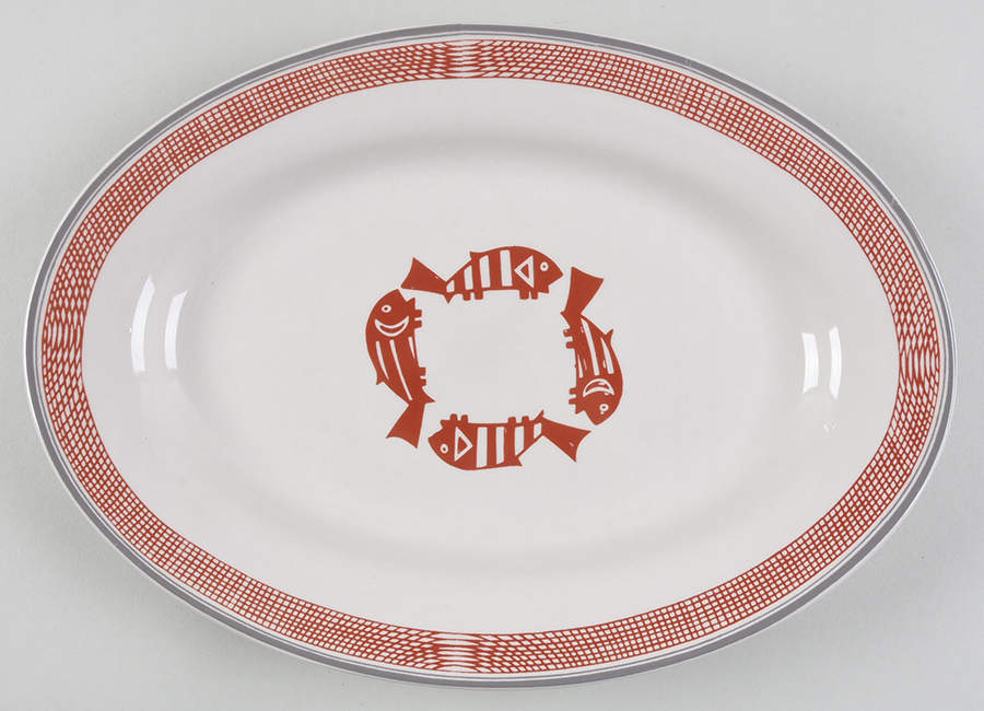 Ancient Mimbreno Indian-Brick Red (Replica) 12" Oval Serving Platter by Pipestone-1