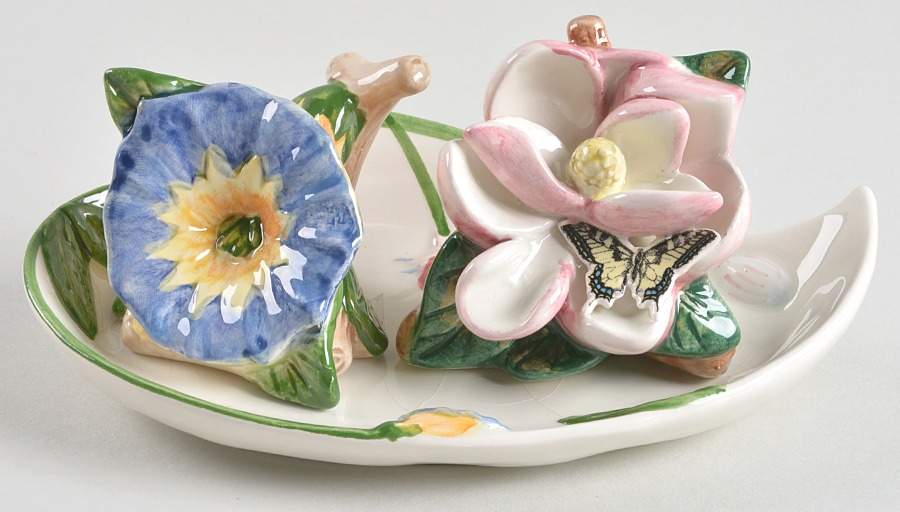 Botanic Hummingbird Figural Salt & Pepper with Tray Set by Portmeirion-1