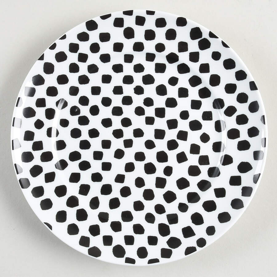 Dots Black on White Salad Plate by Pickard-1