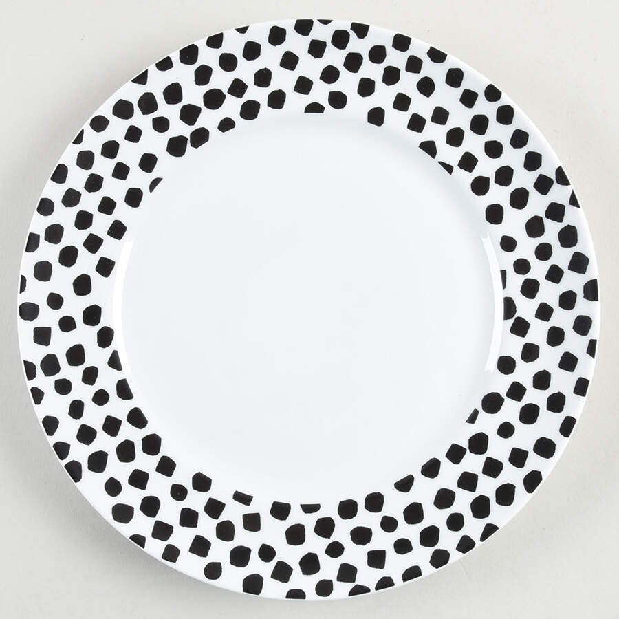 Dots Black on White Dinner Plate by Pickard-1