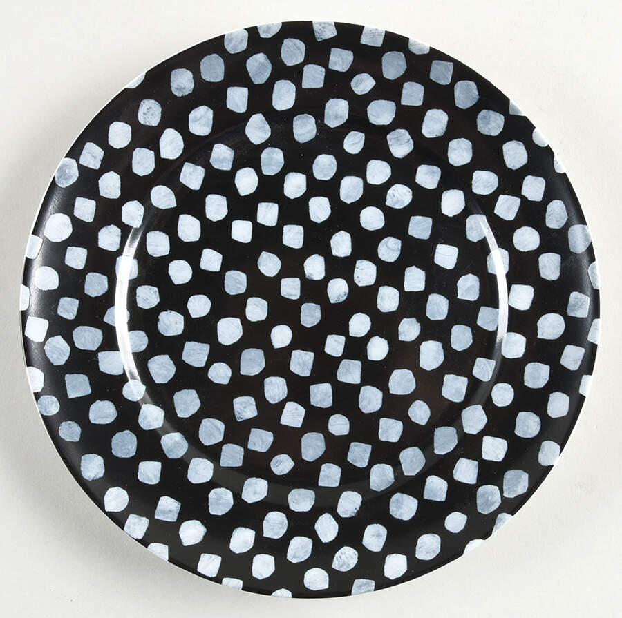 Dots White on Black Salad Plate by Pickard-1