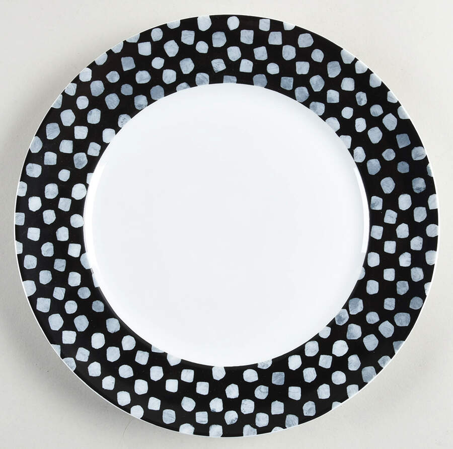 Dots White on Black Dinner Plate by Pickard-1