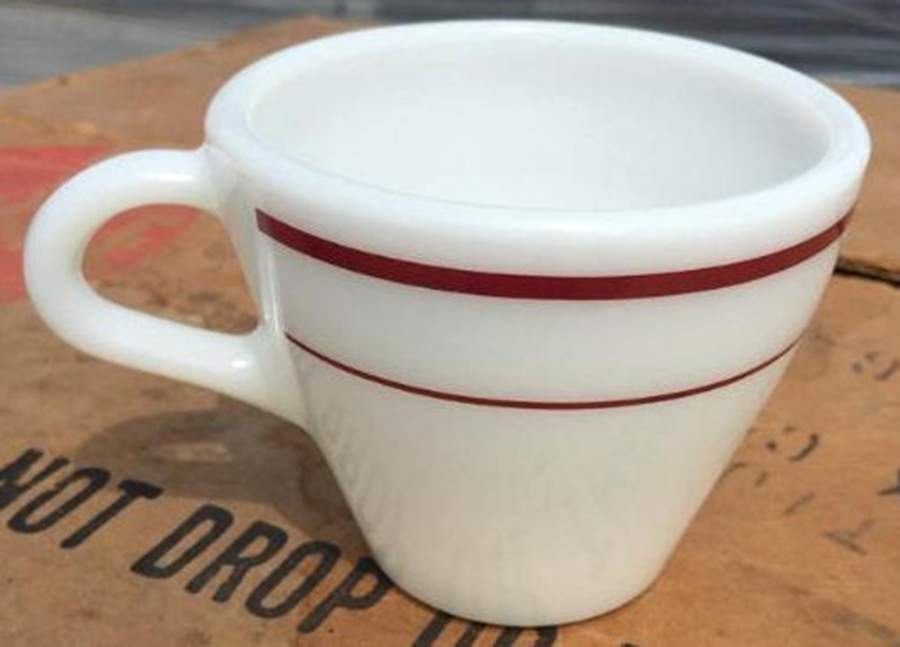 Ruby Band Flat Cup by Pyrex-1