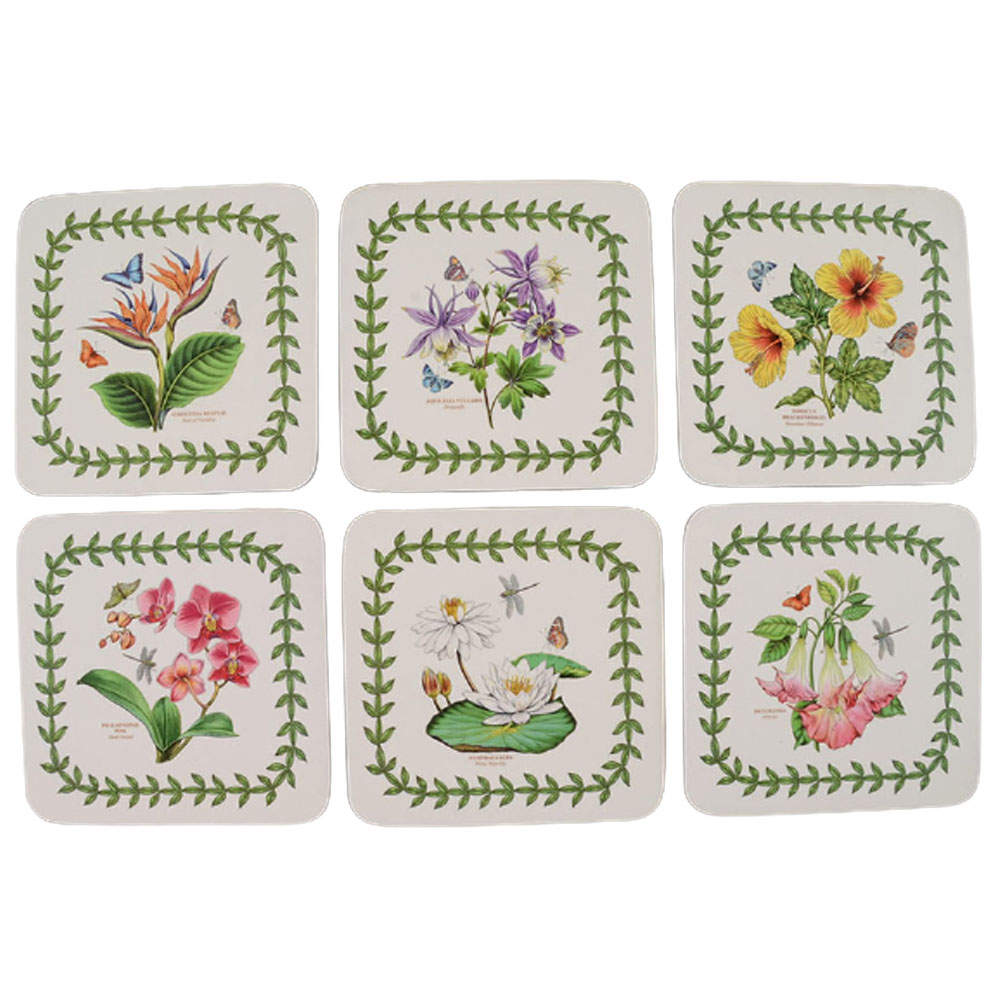 Exotic Botanic Garden Square Corkback Coaster - Set of 6 by Portmeirion-1