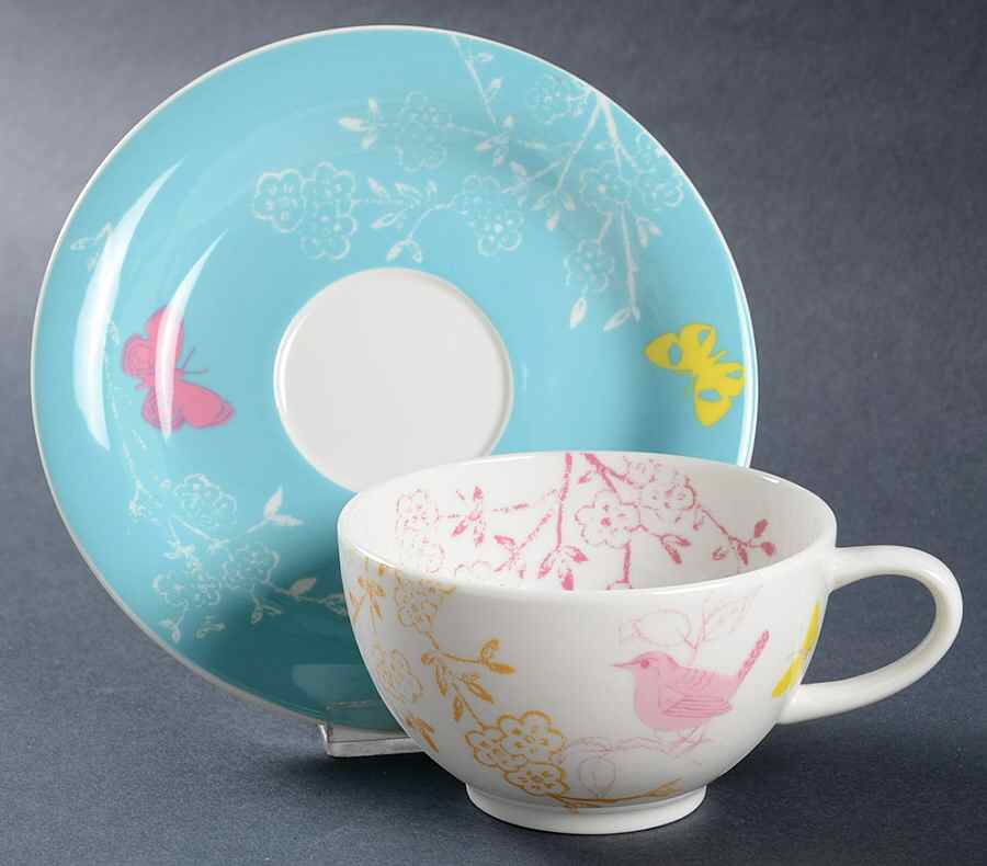 Dawn Chorus Flat Cup & Saucer Set by Portmeirion-1