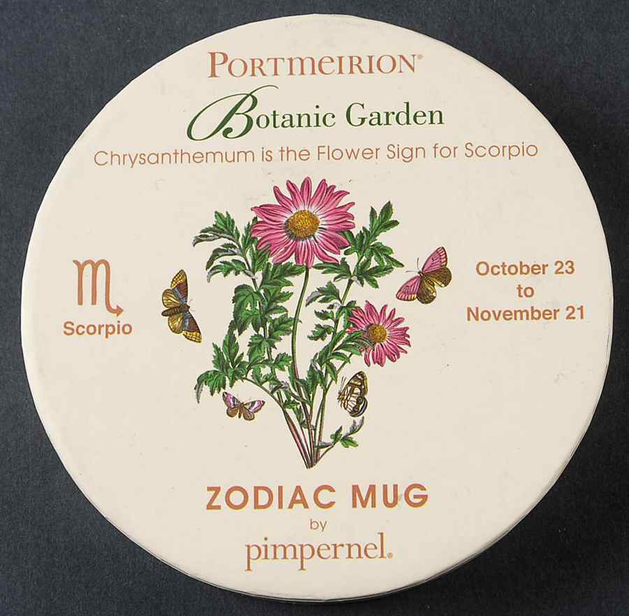 Botanic Garden Zodiac Lid for Scorpio Mug Gift Box by Portmeirion-1