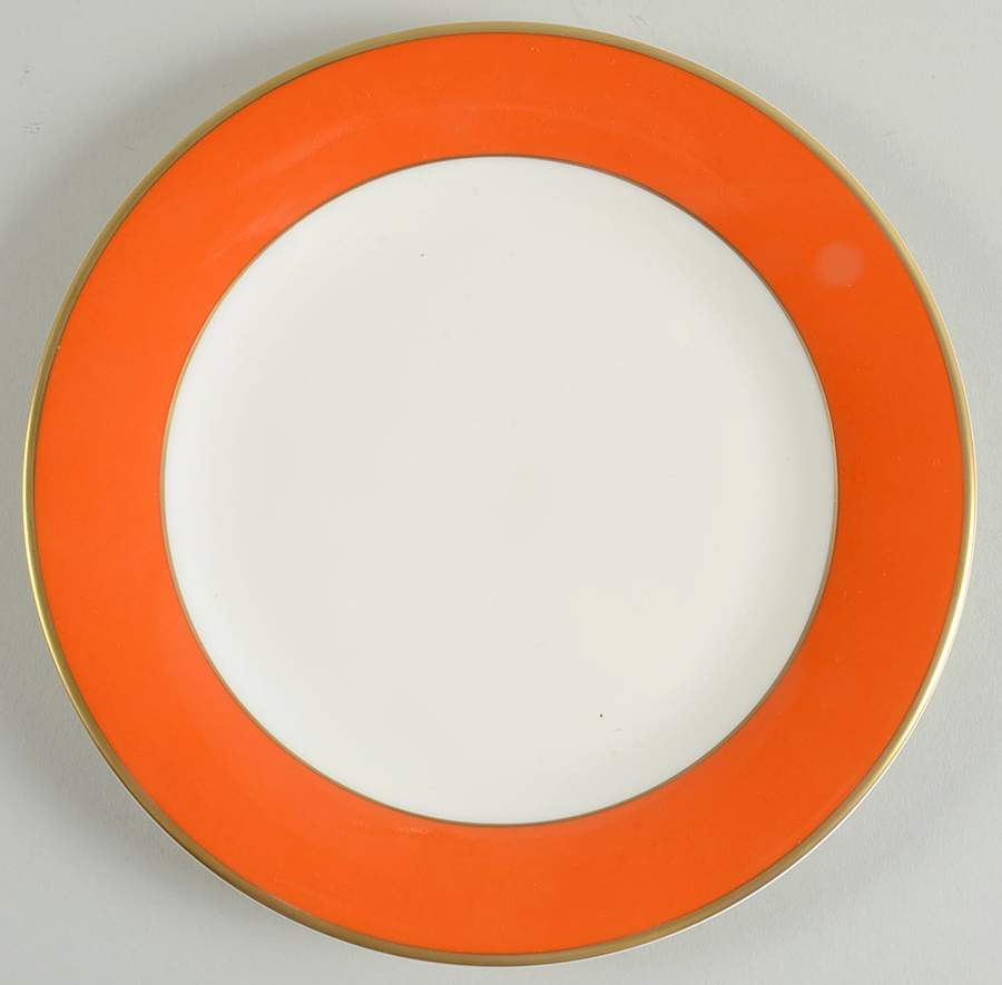ColorBurst Orange (Gold Trim, White) Accent Salad Plate by Pickard-1