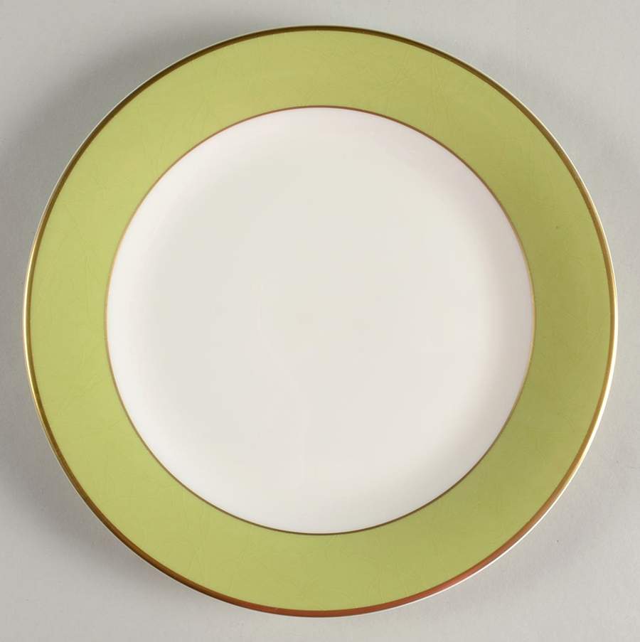 ColorBurst Green (Gold Trim, White) Salad Plate by Pickard-1