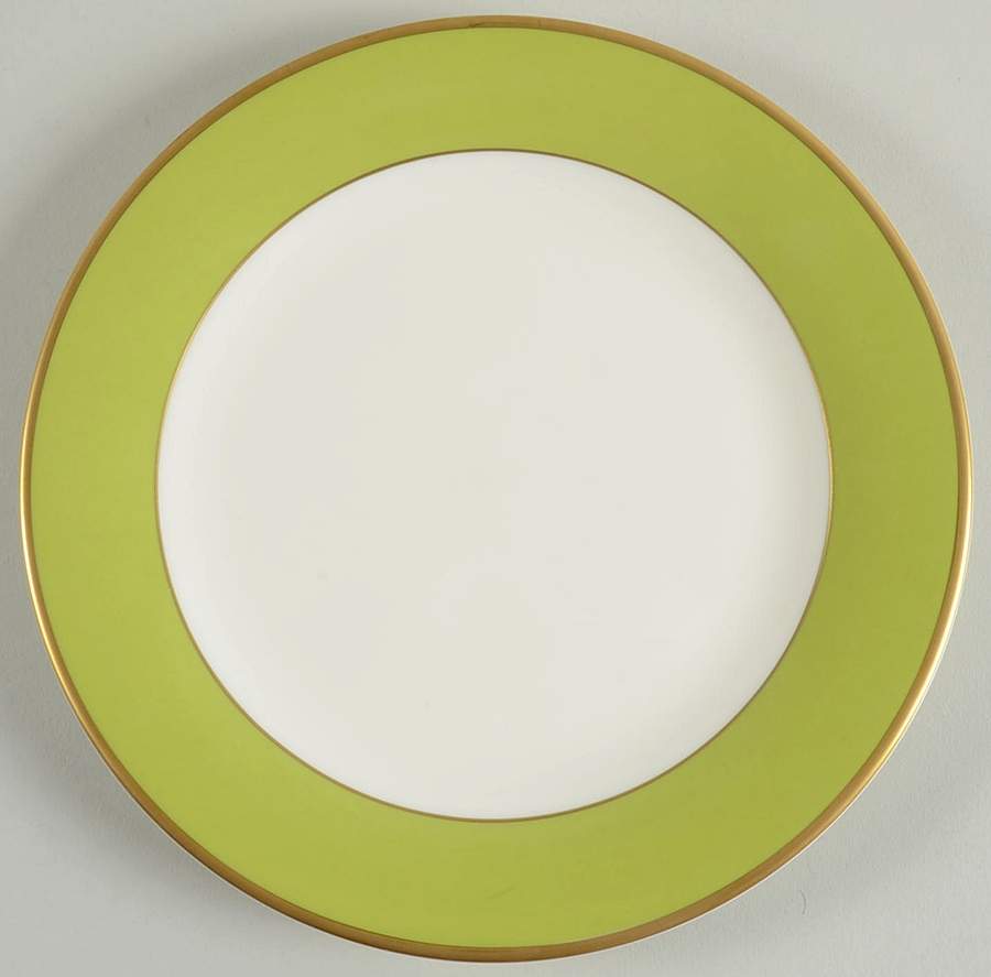 ColorBurst Green (Gold Trim, White) Accent Salad Plate by Pickard-1