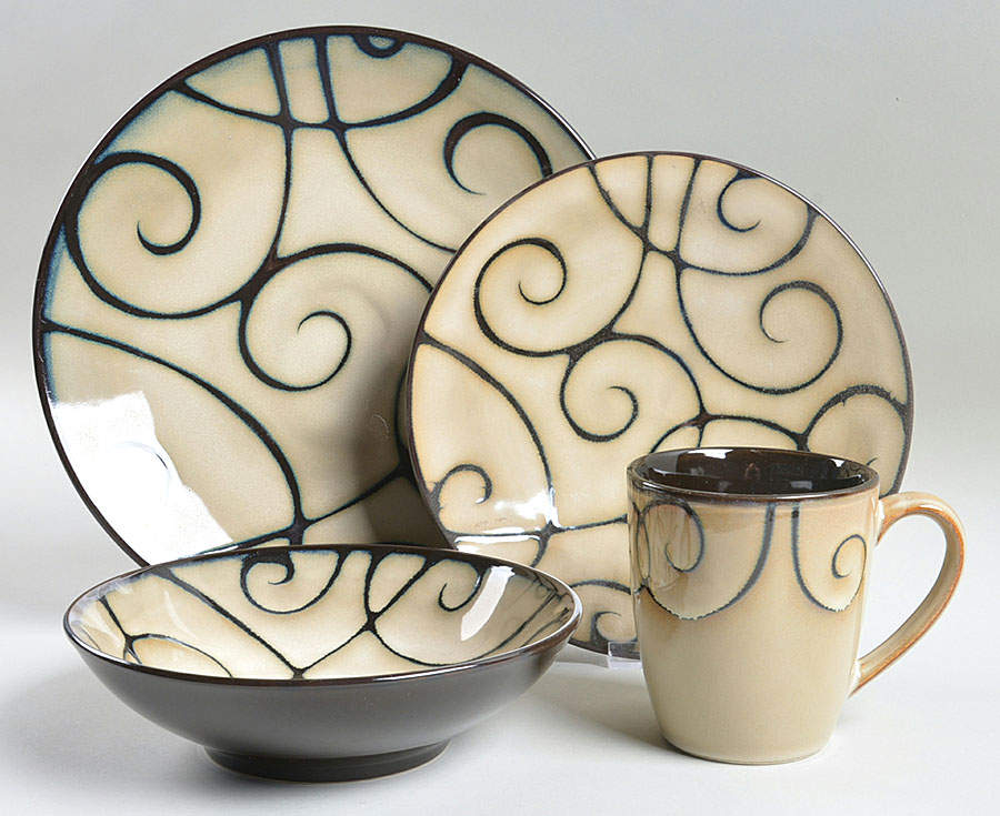 Black Scroll 4 Piece Place Setting by Pfaltzgraff-1