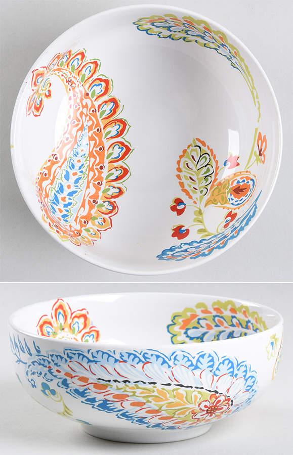 Happy Paisley-White Soup/Cereal Bowl by Pier 1-1