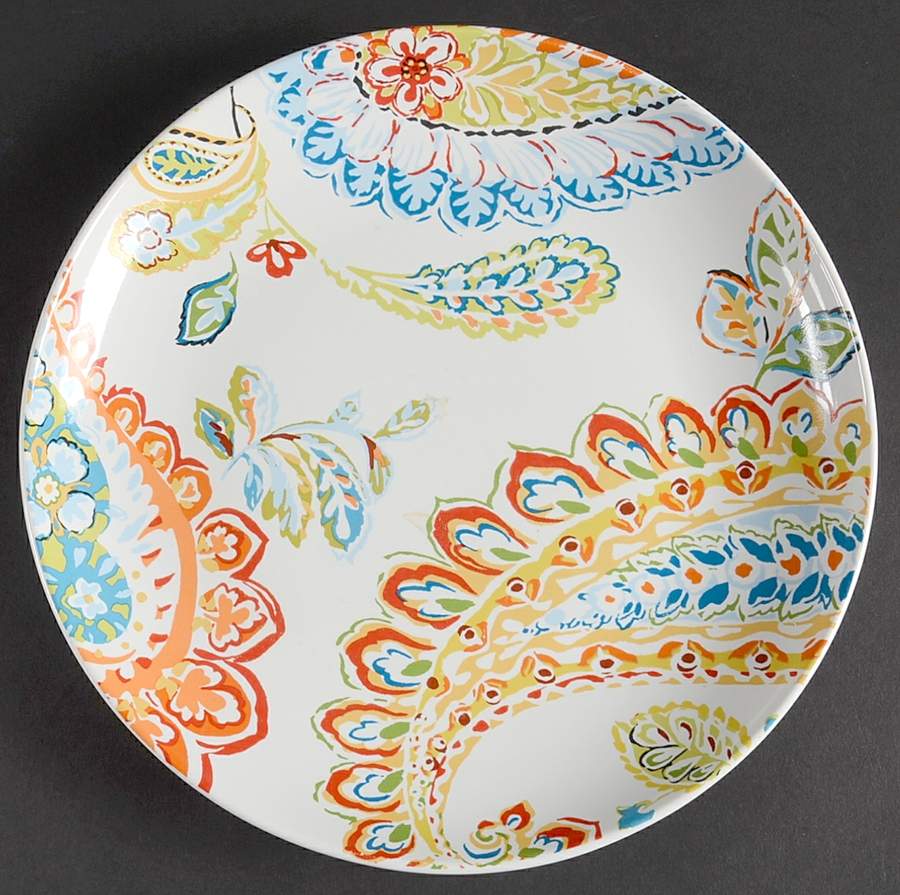 Happy Paisley-White Salad/Dessert Plate by Pier 1-1