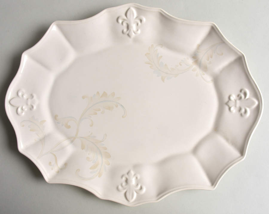 Fleur de Lys Cream 14" Oval Serving Platter by Portmeirion-1