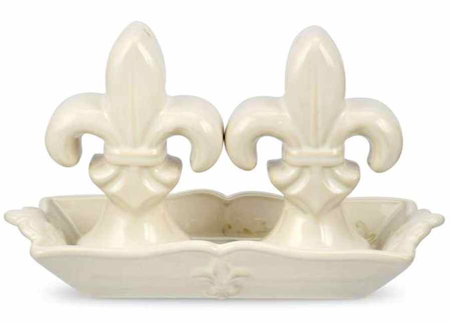 Fleur de Lys Cream (3 Pc) Salt & Pepper Tray Set by Portmeirion-1