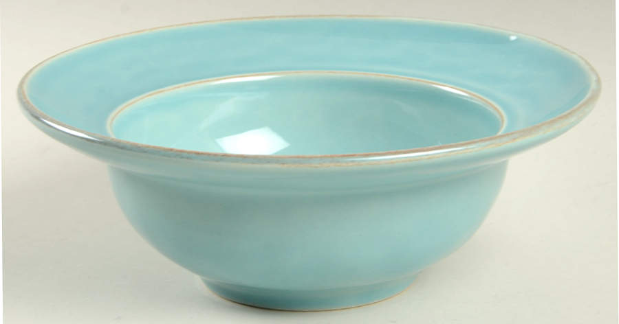 Cambria Turquoise Rim Soup Bowl by Pottery Barn China-1