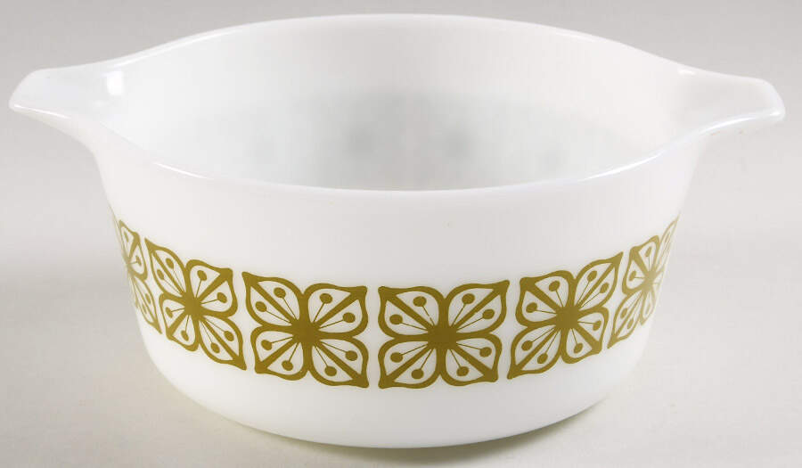 Verde Square Flowers 1.5 Quart Round Casserole No Lid by Pyrex-1