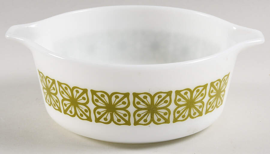 Verde Square Flowers 1.50 Pt Round Casserole No Lid by Pyrex-1