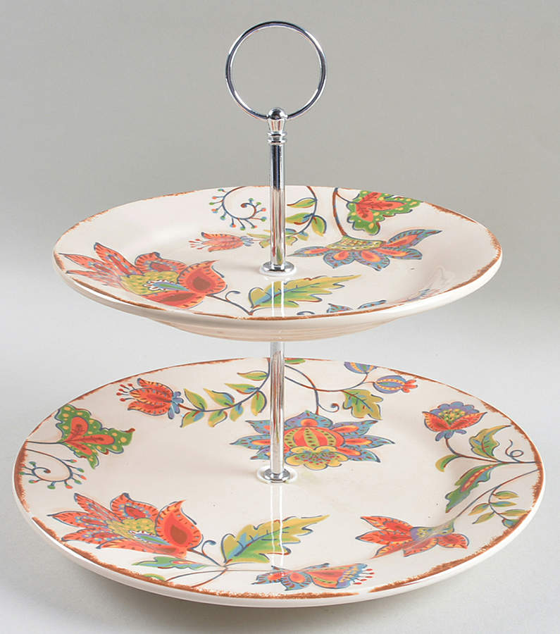 Elizabeth 2 Tiered Serving Tray (Dinner & Salad Plate) by Pier 1-1