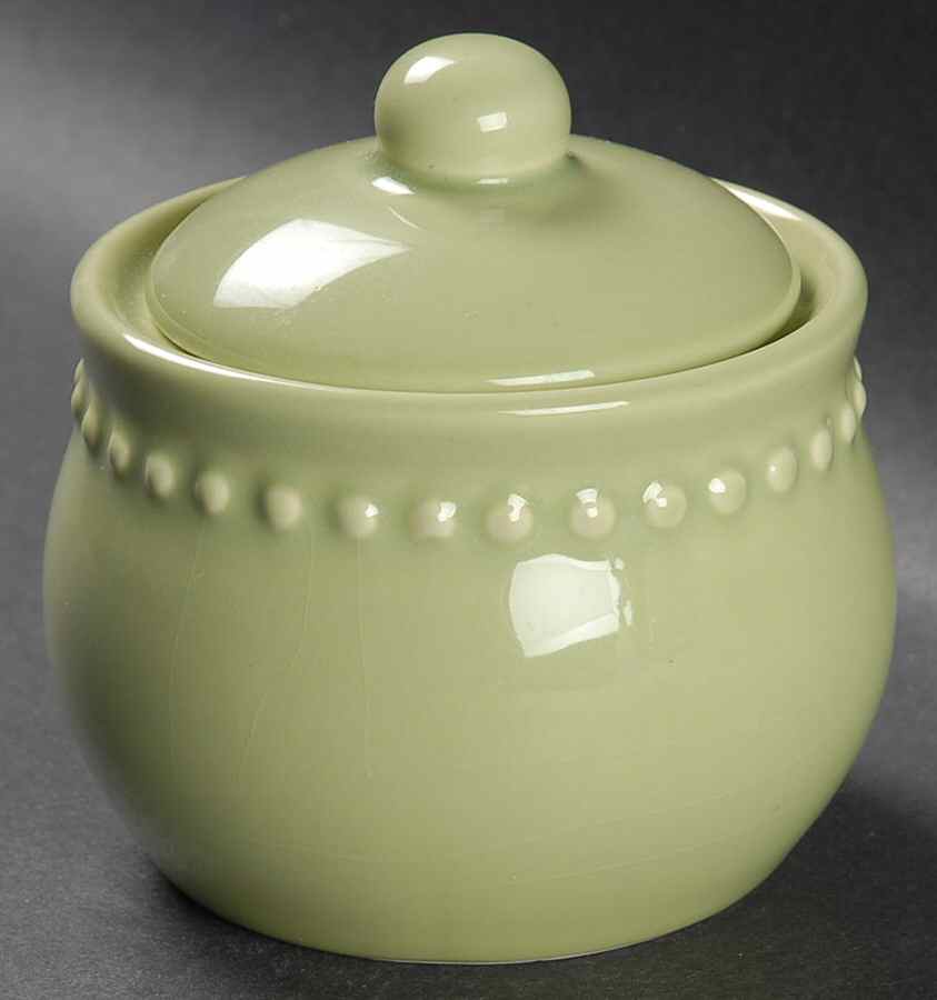 Emma Lime Sugar Bowl & Lid by Pottery Barn China-1