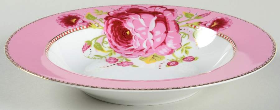 Floral Red Pink Rim Soup Bowl by Pip Studio-1