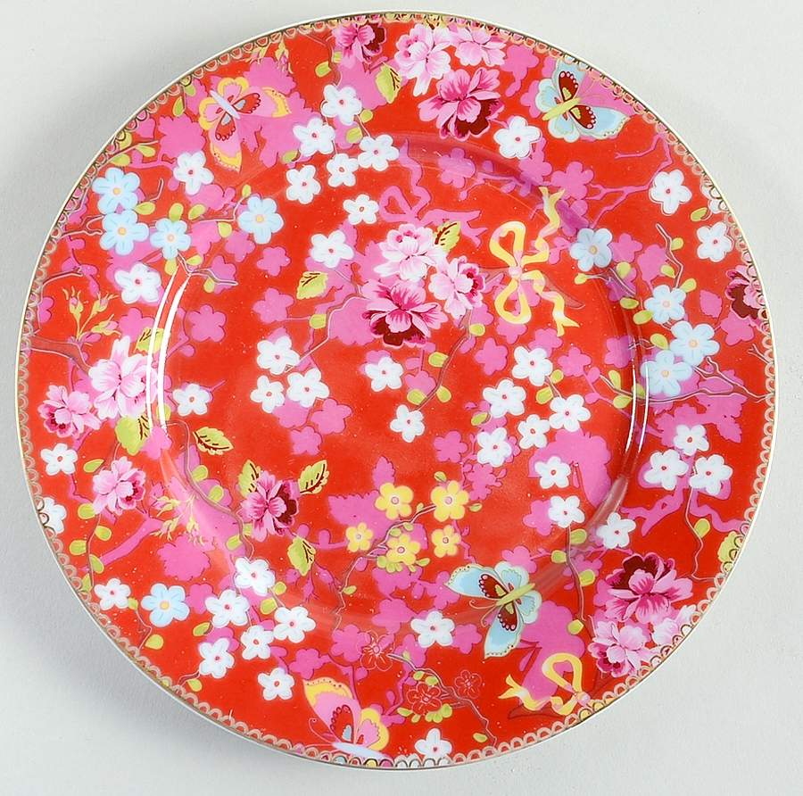 Floral Red Pink Dessert/Pie Plate by Pip Studio-1